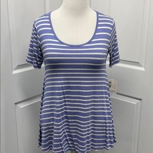 LuLaRoe New XXS Blue & White Striped Perfect T-Shirt NWT